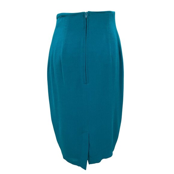 Sarah Alexander Teal Skirt Suit Set Size 4 6 Vintage Career Mod Retro Minimalist - Picture 12 of 12